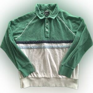 Todd Snyder Terry Polo Shirt Men's Medium Colorblock Toweling Long Sleeve